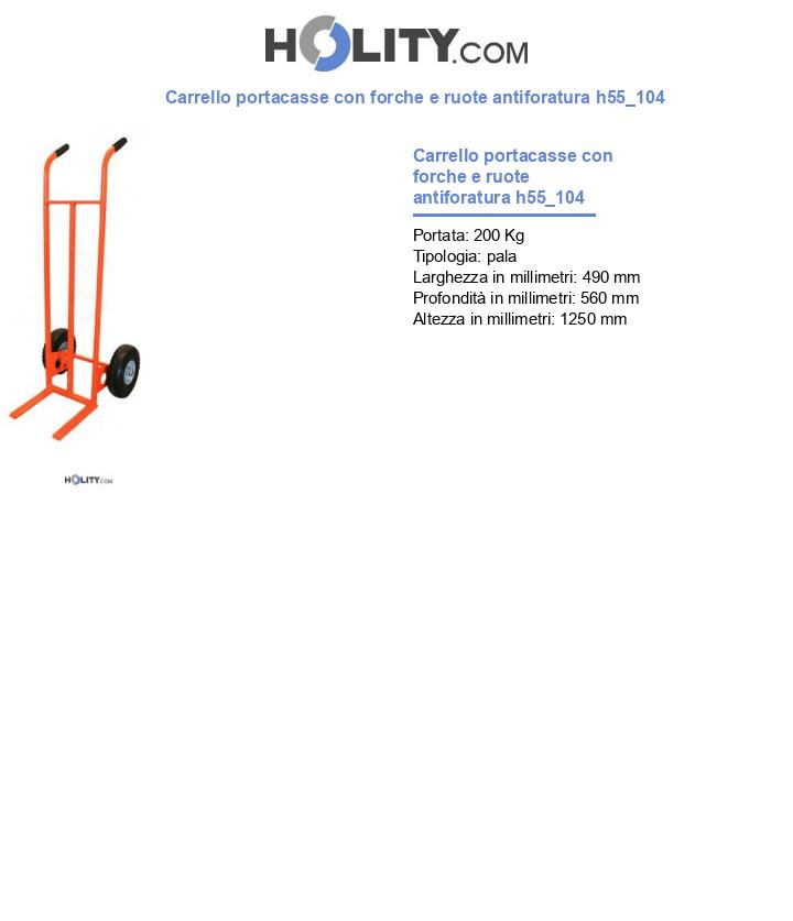 Carrello portacasse con forche e ruote antiforatura h55_104