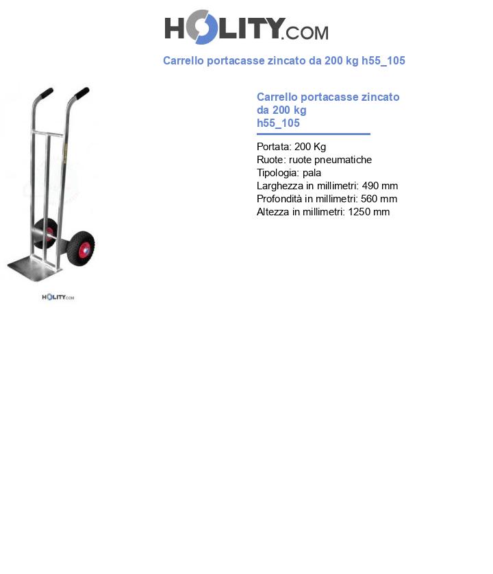 Carrello portacasse zincato da 200 kg h55_105