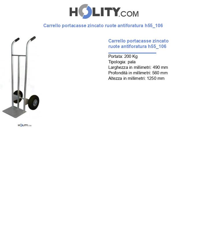 Carrello portacasse zincato ruote antiforatura h55_106