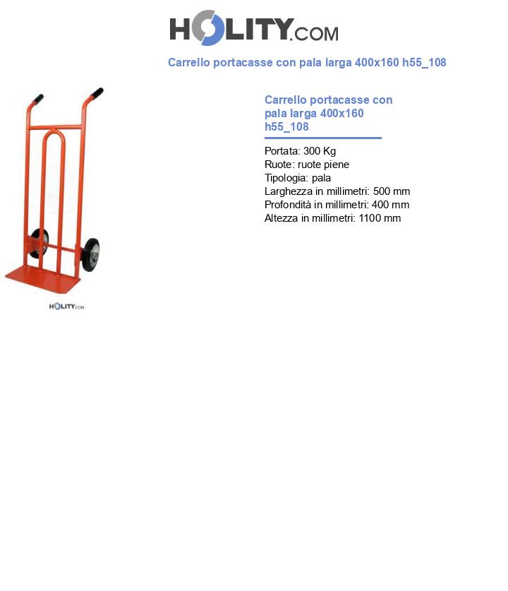 Carrello portacasse con pala larga 400x160 h55_108
