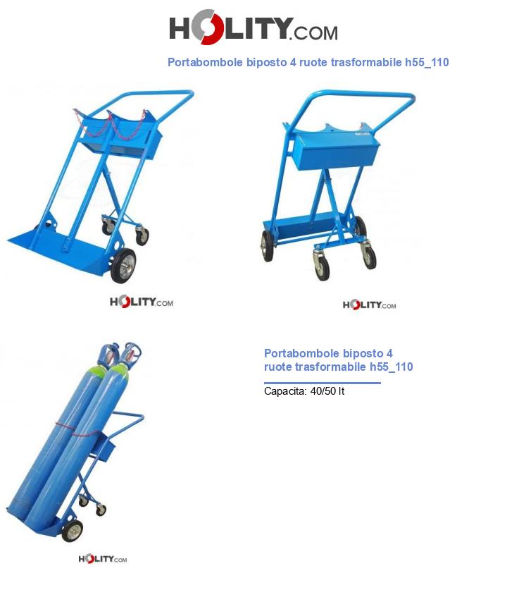Portabombole biposto 4 ruote trasformabile h55_110