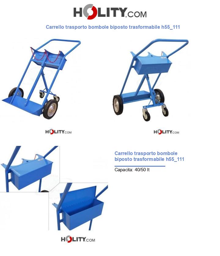 Carrello trasporto bombole biposto trasformabile h55_111