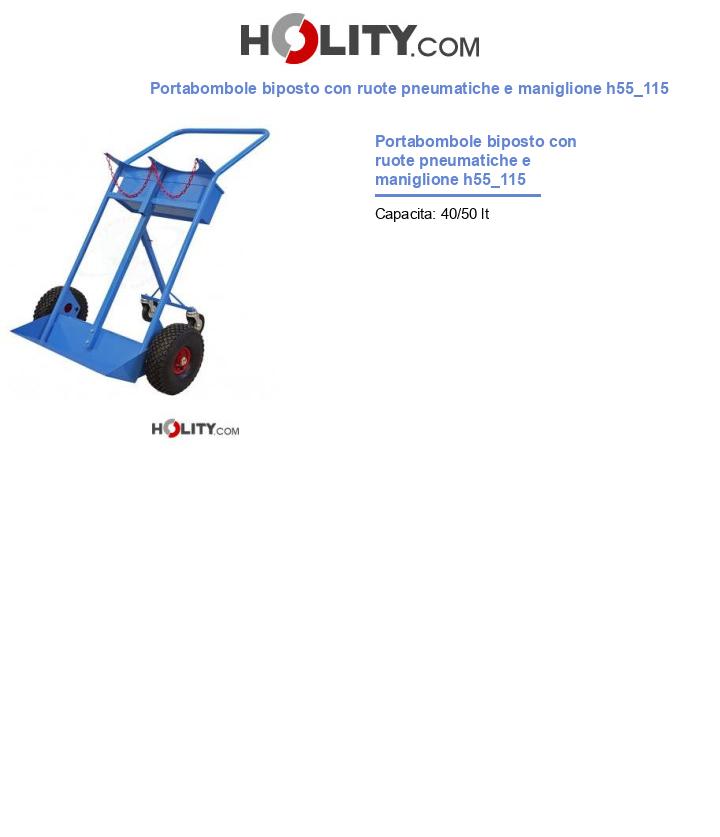 Portabombole biposto con ruote pneumatiche e maniglione h55_115