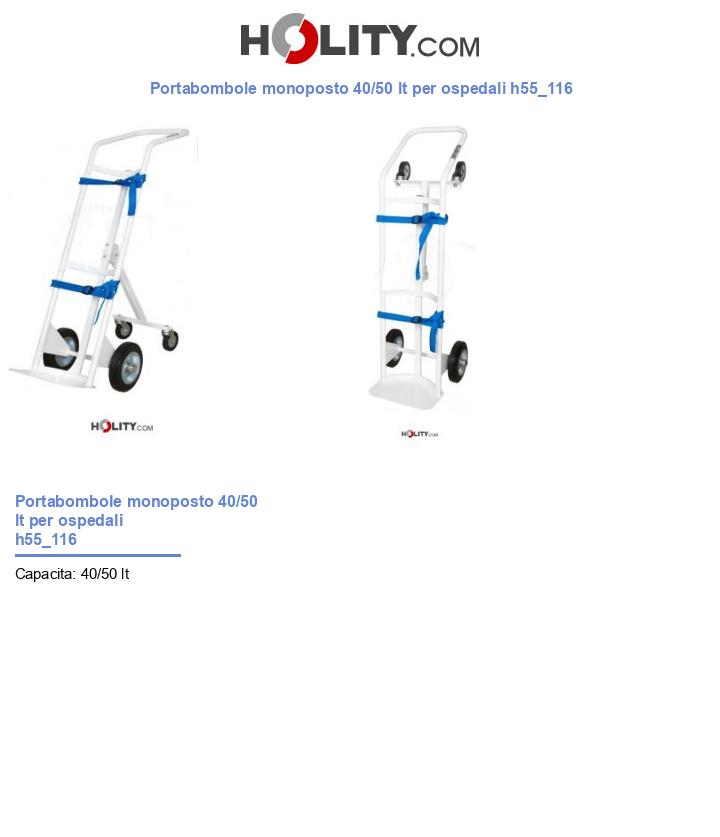 Portabombole monoposto 40/50 lt per ospedali h55_116