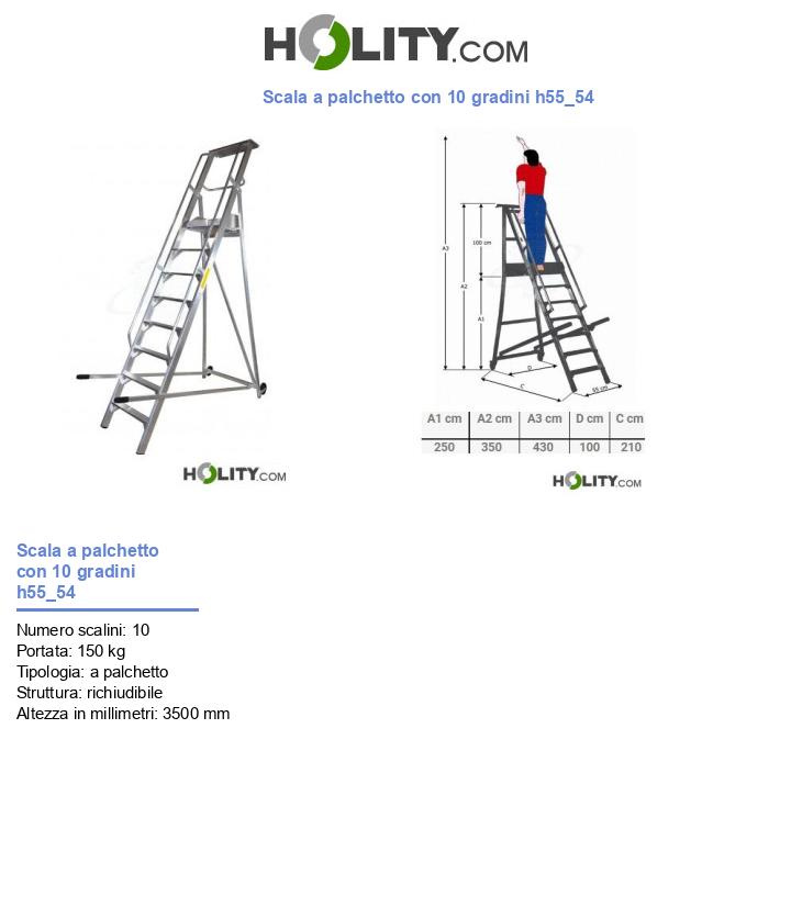 Scala a palchetto con 10 gradini h55_54