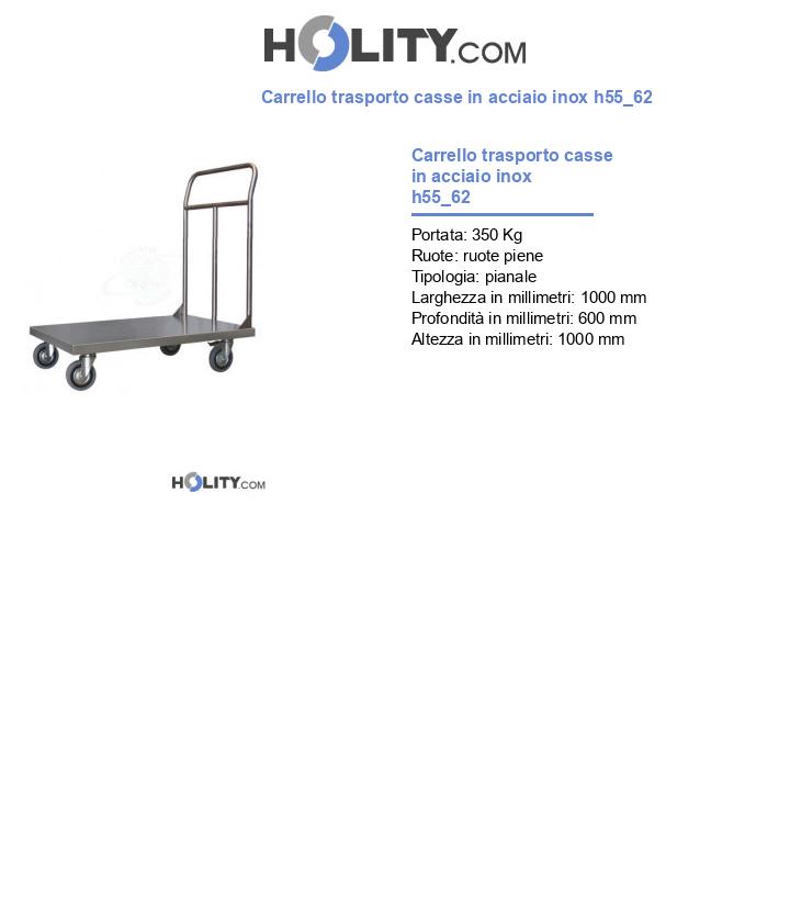 Carrello trasporto casse in acciaio inox h55_62