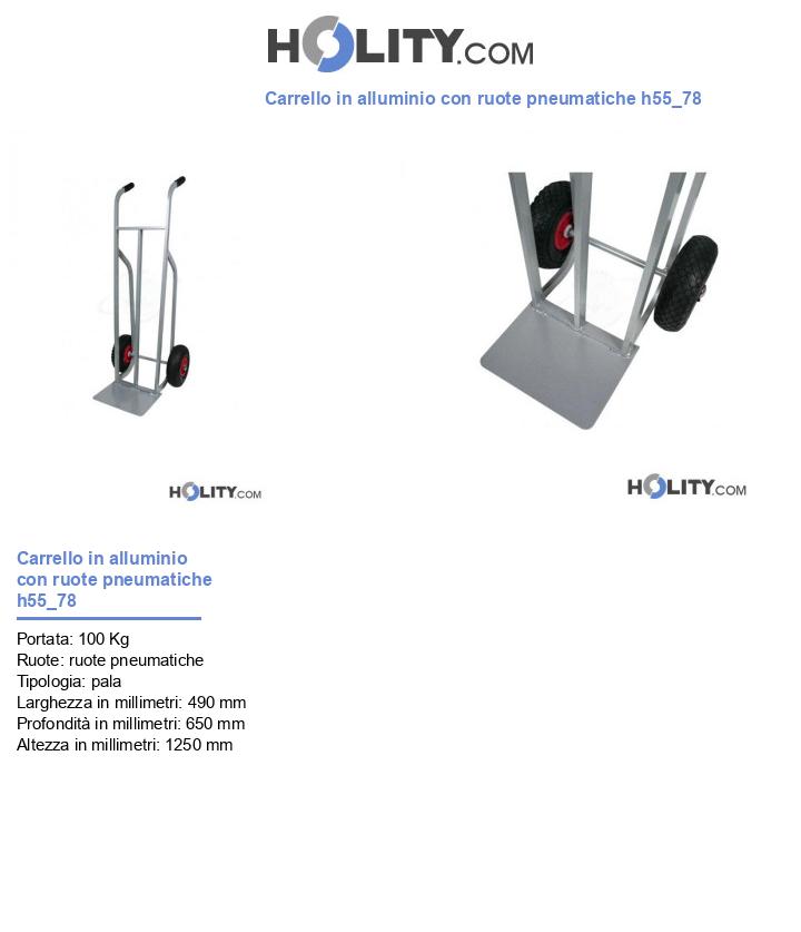 Carrello in alluminio con ruote pneumatiche h55_78