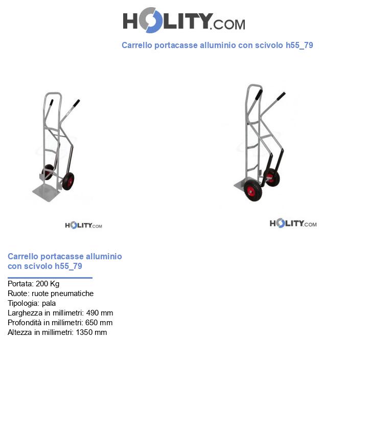 Carrello portacasse alluminio con scivolo h55_79