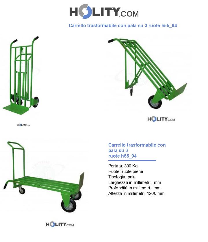 Carrello trasformabile con pala su 3 ruote h55_94