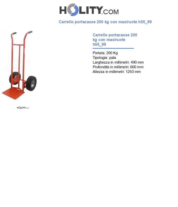 Carrello portacasse 200 kg con maxiruote h55_99