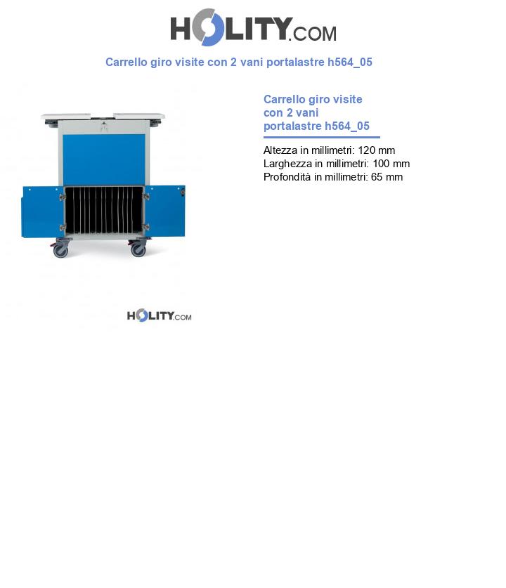 Carrello giro visite con 2 vani portalastre h564_05