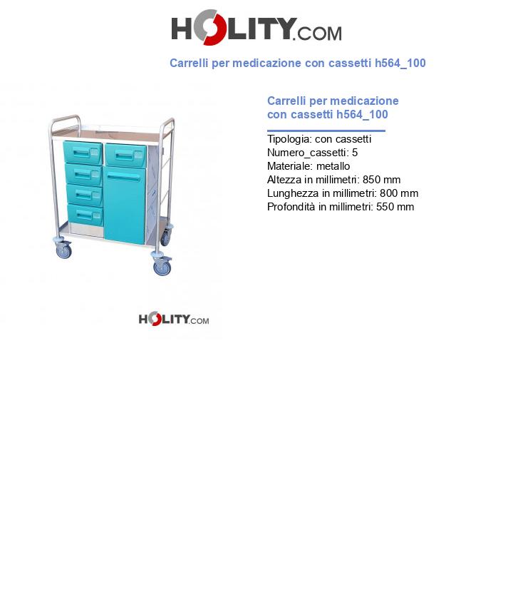 Carrelli per medicazione con cassetti h564_100
