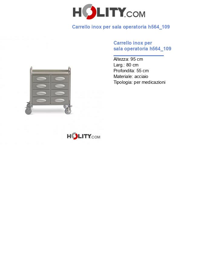 Carrello inox per sala operatoria h564_109