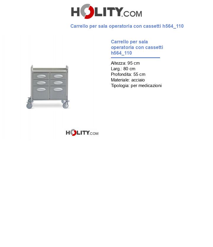 Carrello per sala operatoria con cassetti h564_110