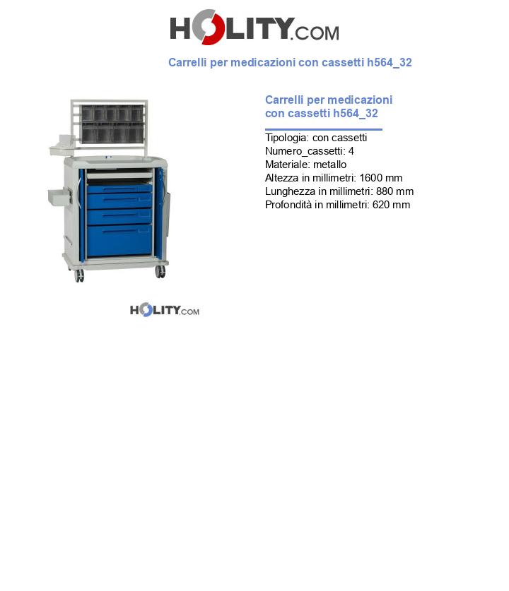 Carrelli per medicazioni con cassetti h564_32