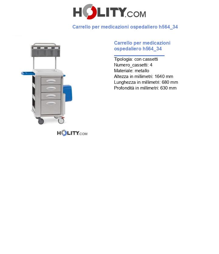 Carrello per medicazioni ospedaliero h564_34