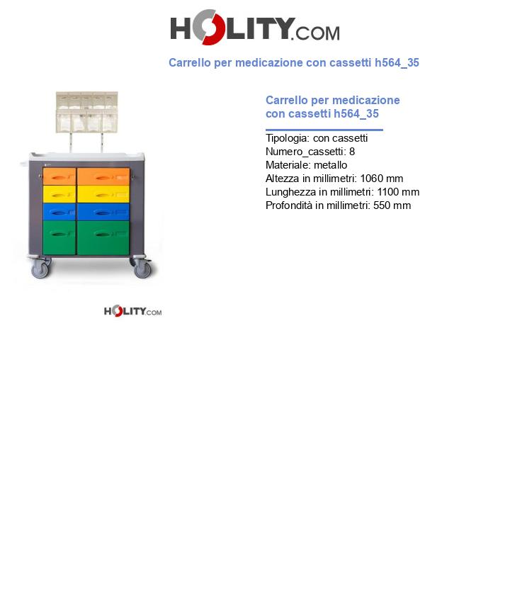 Carrello per medicazione con cassetti h564_35