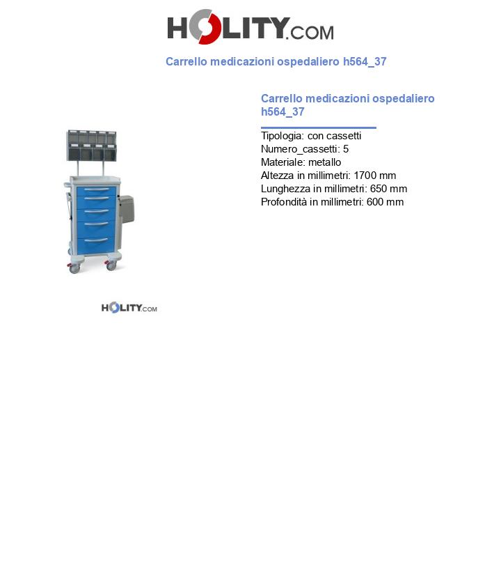 Carrello medicazioni ospedaliero h564_37