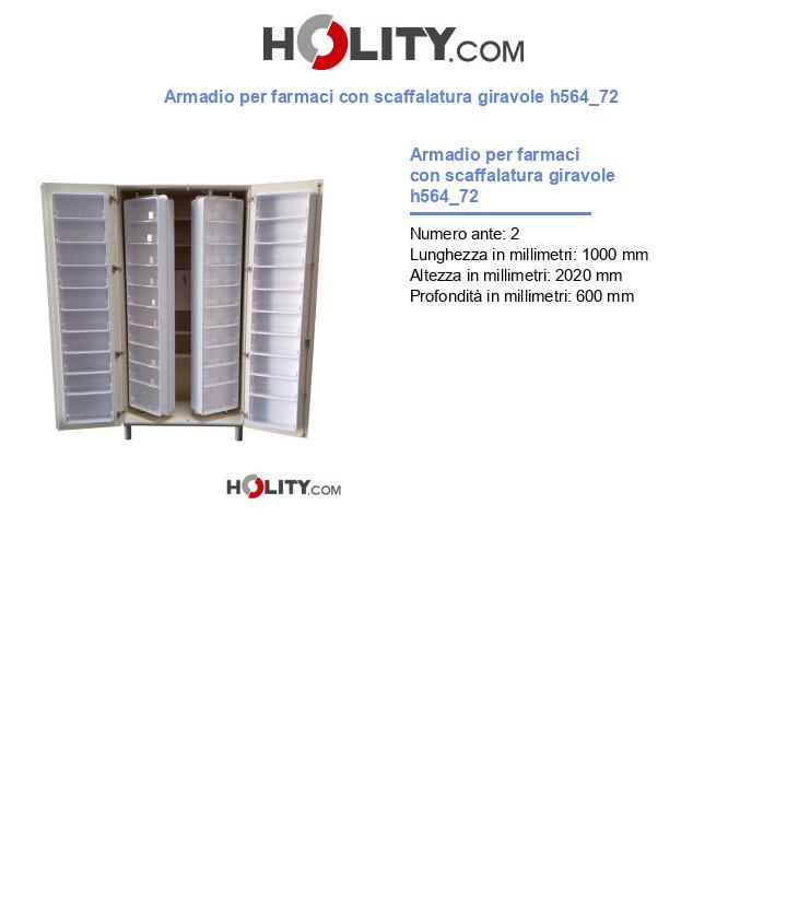 Armadio per farmaci con scaffalatura giravole h564_72