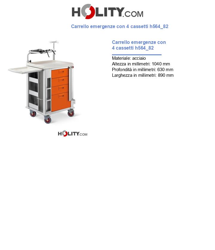 Carrello emergenze con 4 cassetti h564_82