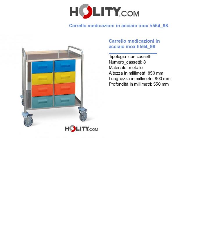 Carrello medicazioni in acciaio inox h564_98