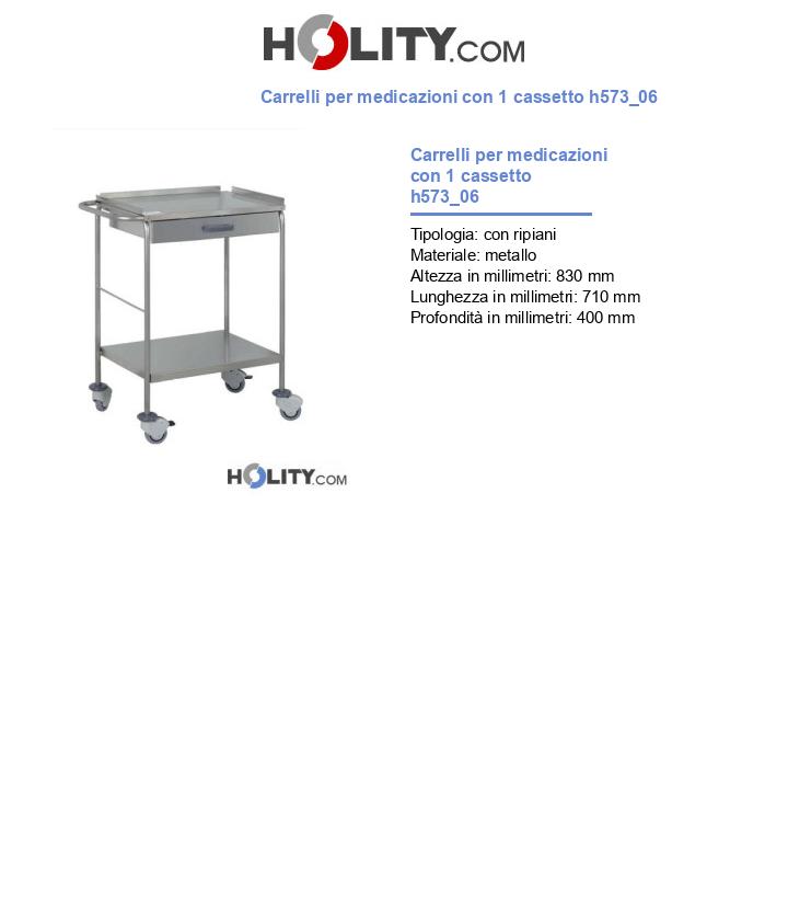 Carrelli per medicazioni con 1 cassetto h573_06