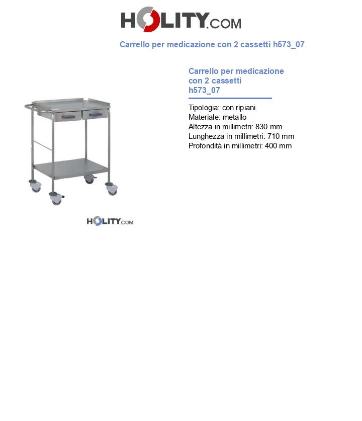 Carrello per medicazione con 2 cassetti h573_07