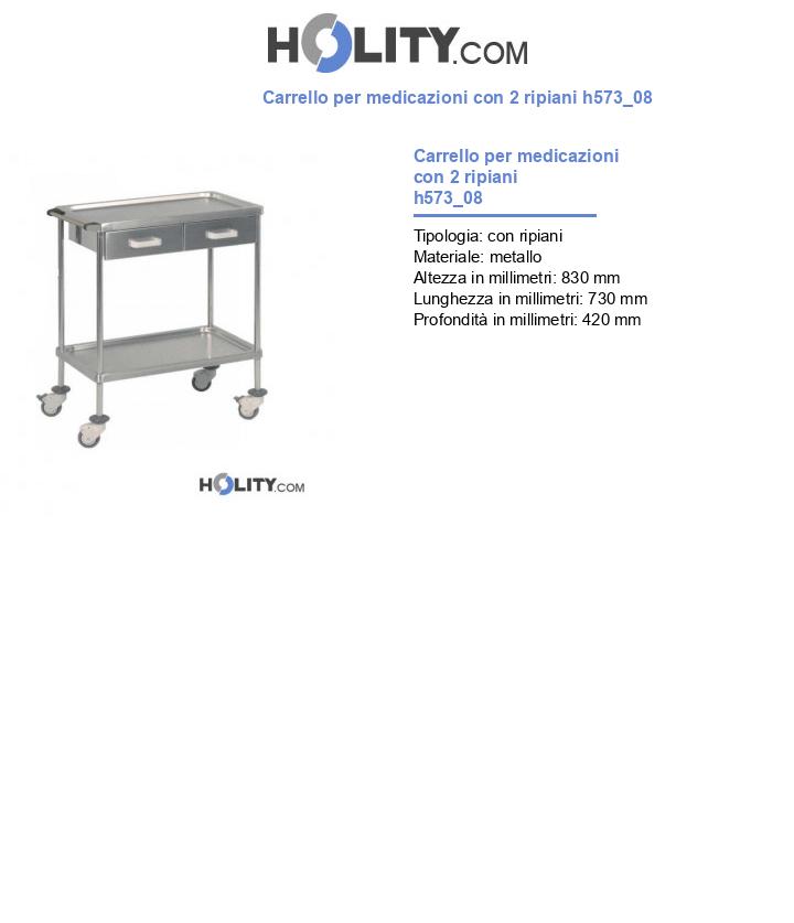 Carrello per medicazioni con 2 ripiani h573_08