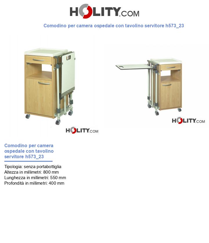 Comodino per camera ospedale con tavolino servitore h573_23