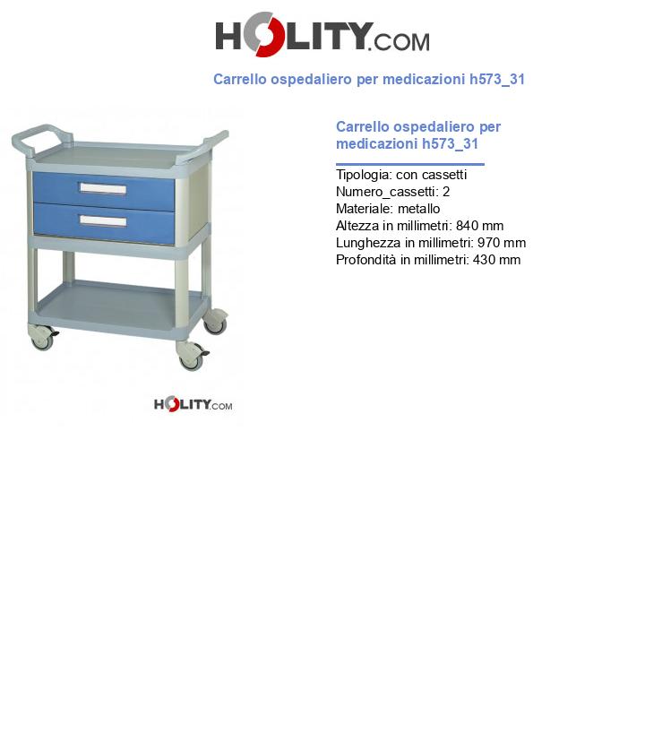 Carrello ospedaliero per medicazioni h573_31