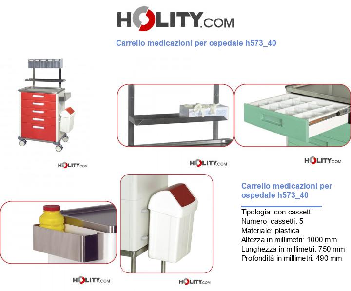 Carrello medicazioni per ospedale h573_40