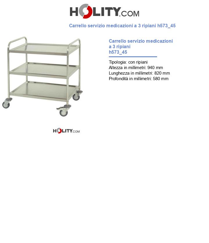 Carrello servizio medicazioni a 3 ripiani h573_45