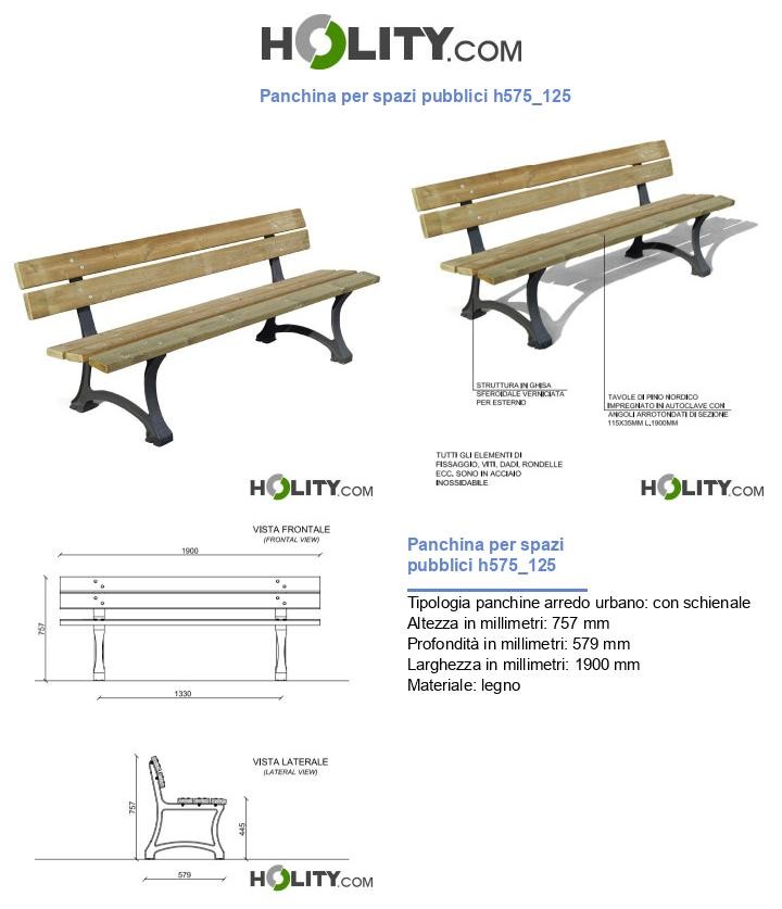 Panchina per spazi pubblici h575_125