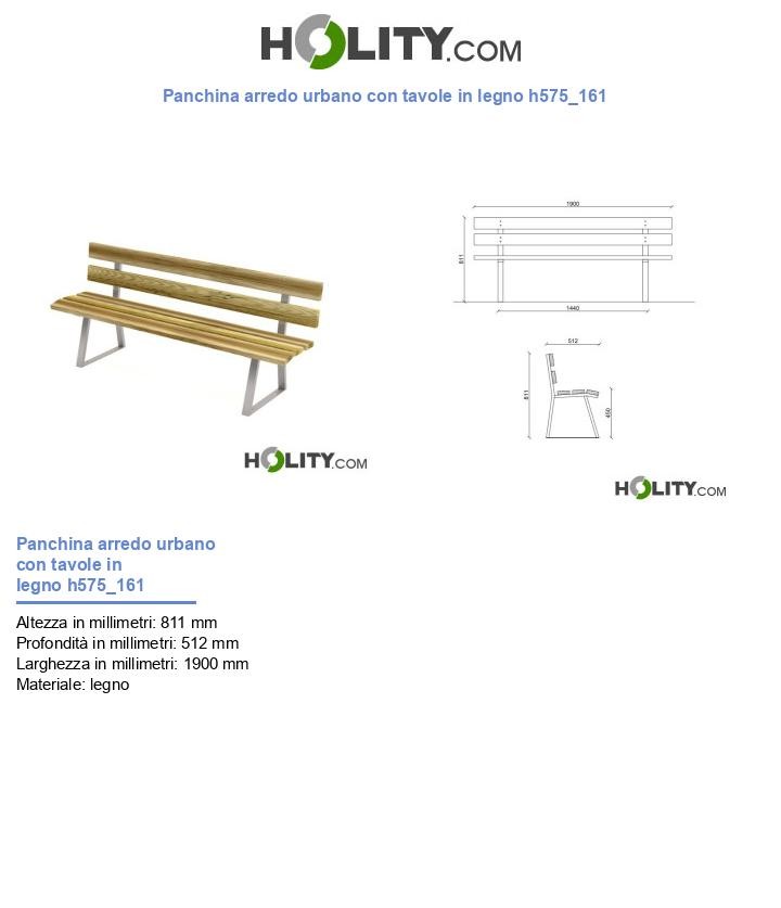 Panchina arredo urbano con tavole in legno h575_161