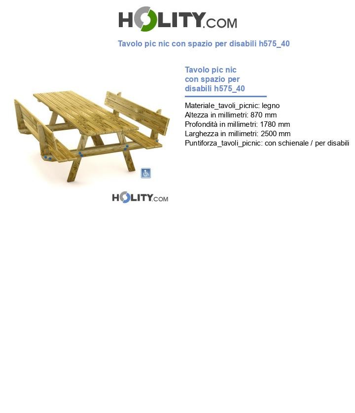 Tavolo pic nic con spazio per disabili h575_40