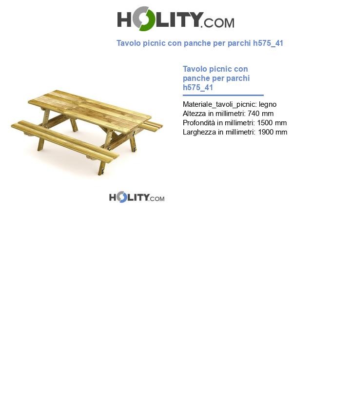 Tavolo picnic con panche per parchi h575_41