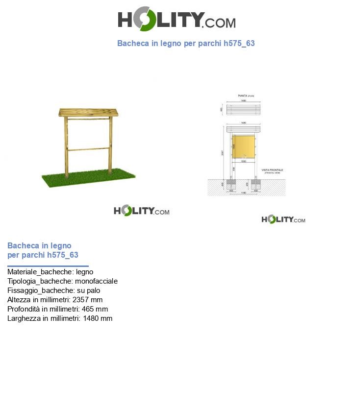 Bacheca in legno per parchi h575_63