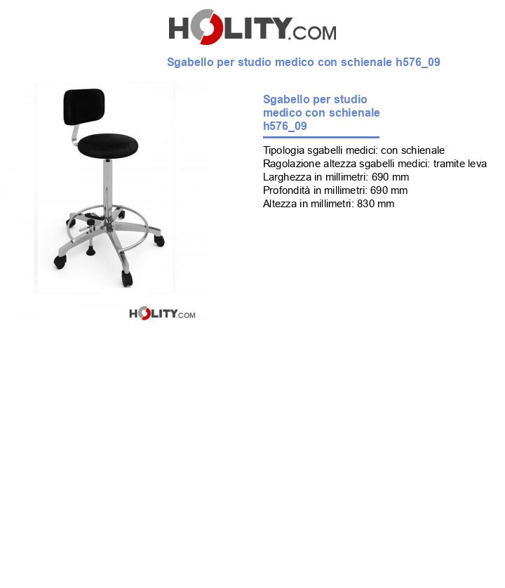 Sgabello per studio medico con schienale h576_09