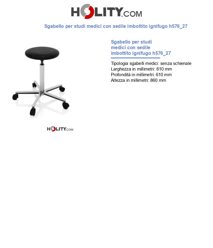 Sgabello per studi medici con sedile imbottito ignifugo h576_27