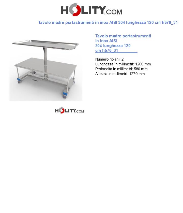 Tavolo madre portastrumenti in inox AISI 304 lunghezza 120 cm h576_31