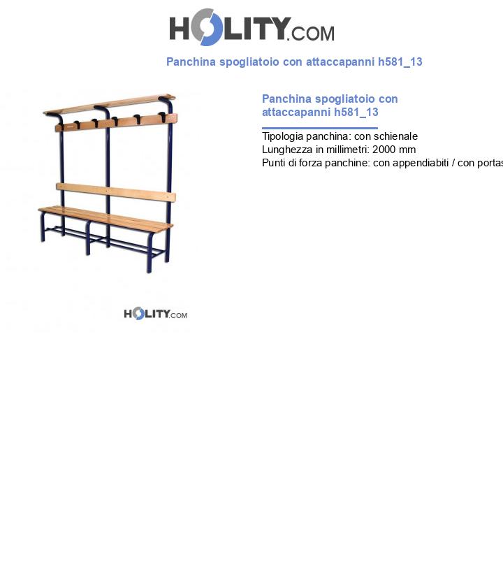 Panchina spogliatoio con attaccapanni h581_13