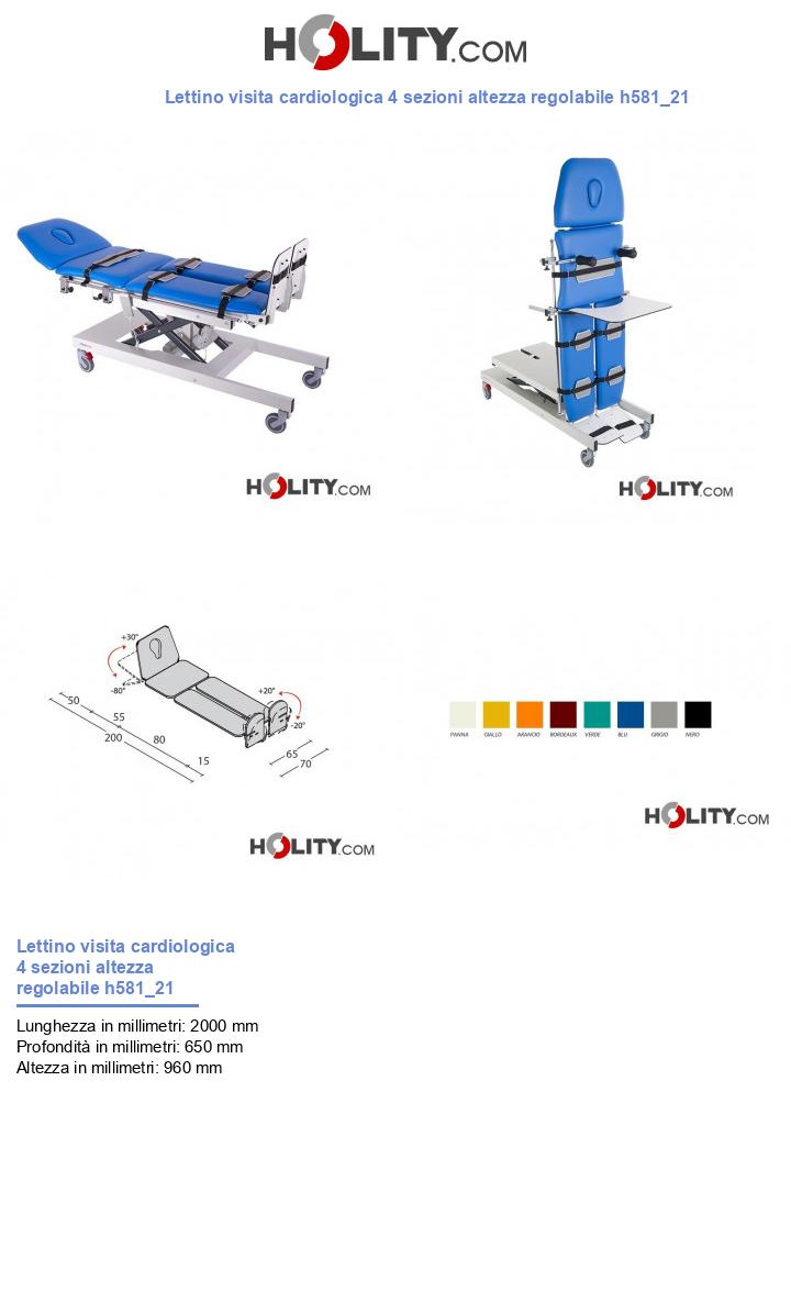 Lettino visita cardiologica 4 sezioni altezza regolabile h581_21