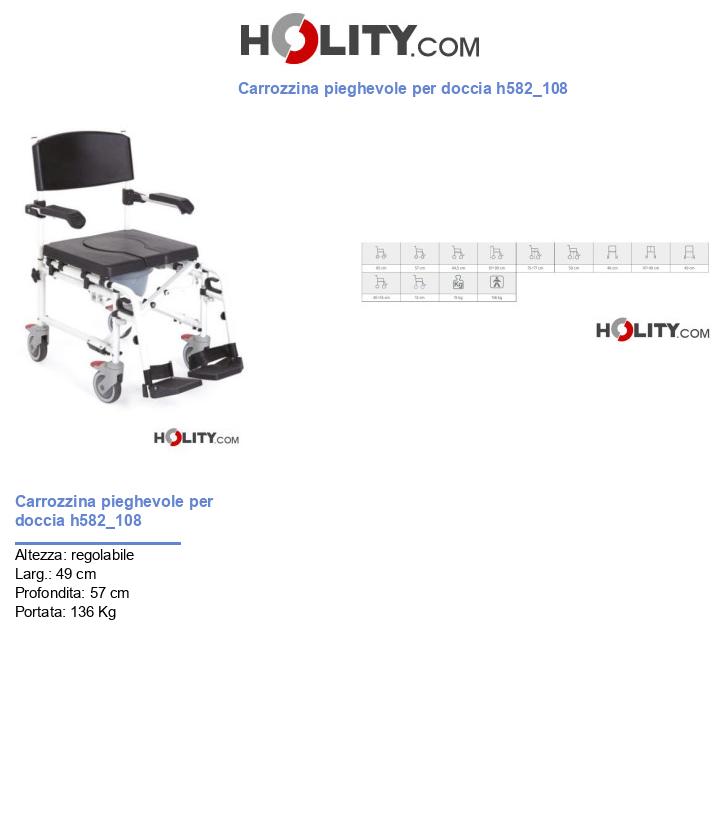 Carrozzina pieghevole per doccia h582_108