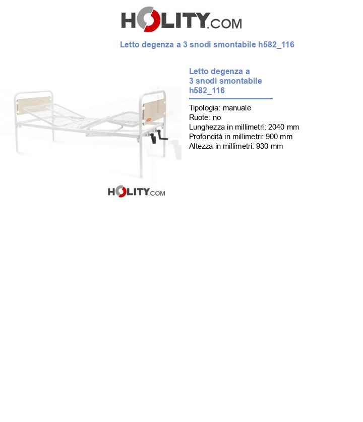 Letto degenza a 3 snodi smontabile h582_116