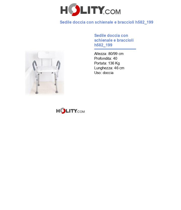 Sedile doccia con schienale e braccioli h582_199