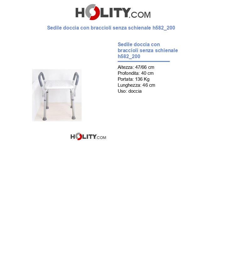 Sedile doccia con braccioli senza schienale h582_200
