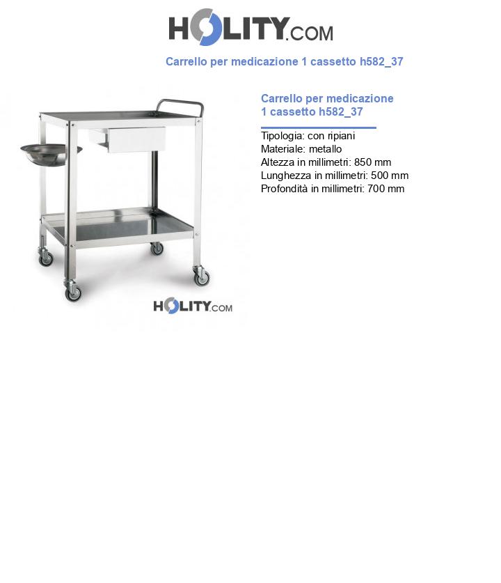 Carrello per medicazione 1 cassetto h582_37