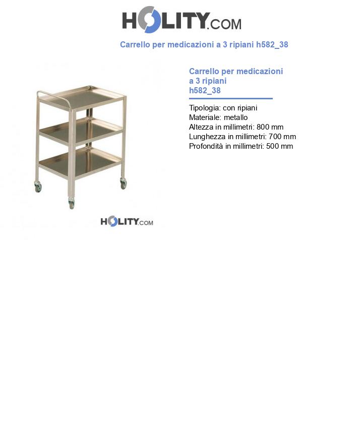 Carrello per medicazioni a 3 ripiani h582_38