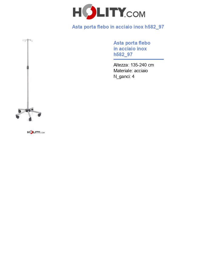 Asta porta flebo in acciaio inox h582_97