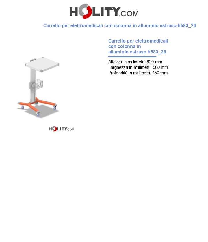 Carrello per elettromedicali con colonna in alluminio estruso h583_26